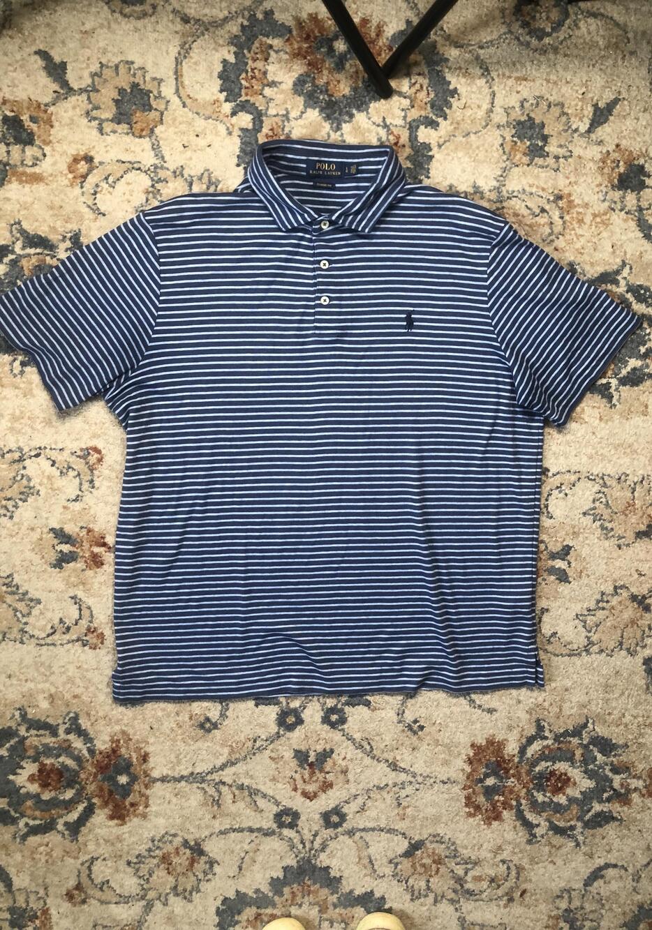 Polo Ralph Lauren Shirt Mens Large Classic Fit DriRelease Golf Striped Performan